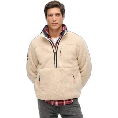 Superdry - Outdoor fleecetrui met halve rits - Heren - Truien
