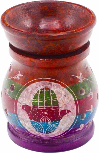 Zeepsteen oliebrander 10 cm - Hamsa - Vijf kleuren