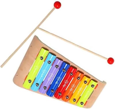 Klokkenspel Klein - 8-toons xylofoon - Muziek Leren - Gekleurd Klankbord - 24 cm - Kleurrijk
