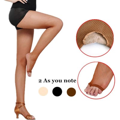 2 Paires Collants de Danse Latine Bas résille Collants Ouverts aux Orteils pour Dames Collants en Maille pour Filles Collants de Performance Collants pour Orteils Amincissants Vêtements de Danse Latine One Size brown