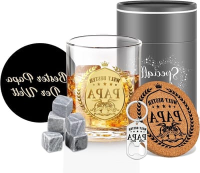 Persoonlijke Whiskyglazen voor Vader, Uniek Cadeau voor Vaderdag, Verjaardag en Kerst, Whisky Geschenken voor Mannen
