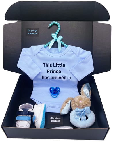 Kraamcadeau jongen - luxe kraamcadeau jongen met speen, knuffel en schoenen - kan ook rechstreeks als cadeau worden verstuurd