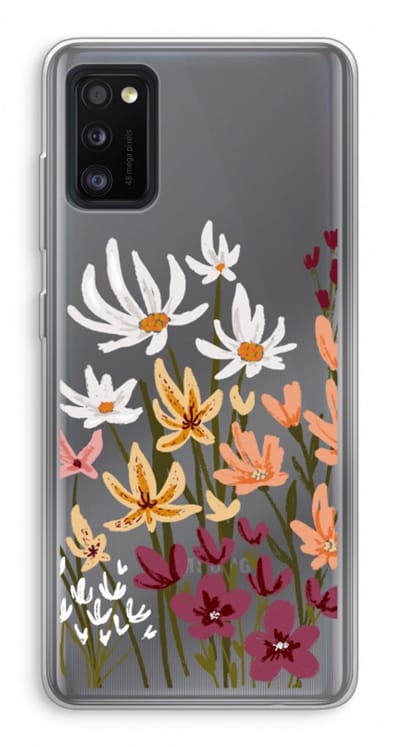 Case Company® - Hoesje geschikt voor Samsung Galaxy A41 hoesje - Painted wildflowers - Soft Cover Telefoonhoesje - Bescherming aan alle Kanten en Schermrand