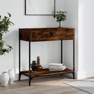 vidaXL - Wandtafel - 75x34,5x75 - cm - bewerkt - hout - gerookt - eikenkleurig