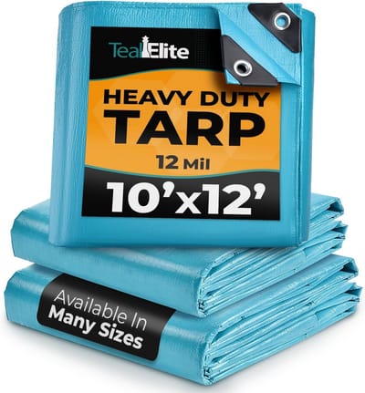 Waterdichte 8'x10' Zeil en Bungee Koorden Set - 12mil Heavy Duty Tarp Cover voor Multifunctioneel Gebruik