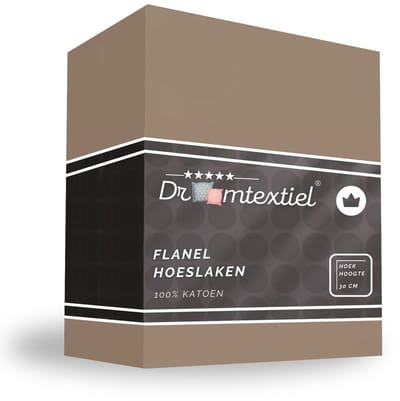 Droomtextiel Hoeslaken Flanel Premium Taupe - 140x200 cm