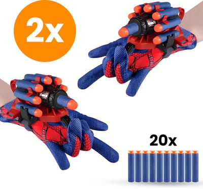 WoonWonder Spidey Web Shooter - 2x Spider Launcher Handschoen - Speelgoedpistool voor Kinderen - Schiet Pijltjes ver - Spiderman Speelgoed - Buitenspeelgoed