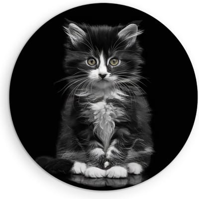 Saammp Muurcirkel Hout - Kat - Portret - Dieren - Ø 90 - Wandcirkel - Wanddecoratie Cirkel - Muurdecoratie Woonkamer - Slaapkamer decoratie - Rond Schilderij