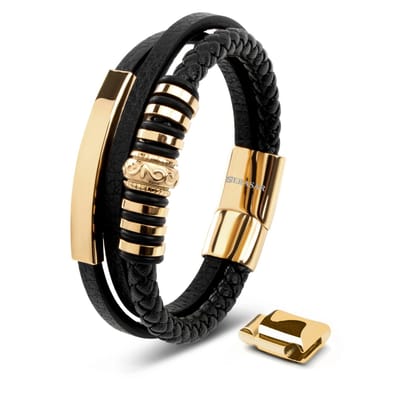 SERASAR Polsbandje voor Mannen [Shine] - Goud 20cm - Armbanden van Koeienhuid