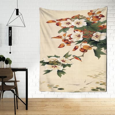 Chinese antieke stijl verhaal muurschildering wandtapijt wandtapijt landschap bloem en vogel schilderij bohemian stijl huisdecoratie 95x70cm