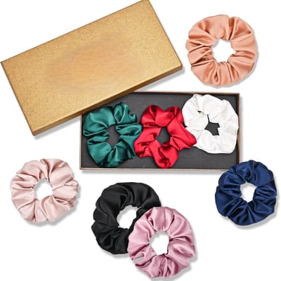 Famanu – Satijnen scrunchies set 8 stuks, zachte haarelastiekjes voor dik, dun en krullend haar