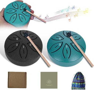 Tongdrum Set - Percussie Instrument - Meditatie Muziek - Zes Tonen - 76 cm Doorsnede - Zwart Groen