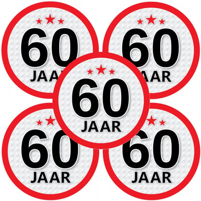 60 jaar leeftijd sticker - 10x - rond - Dia 15 cm - 60 jaar verjaardag - jubileum - leeftijd versiering