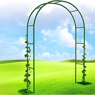 Rozenboog Metaal - Tuinprieel Pergola - Klimplanten Ondersteunen - Verstelbaar Breedte - 220 cm Hoog - Groen