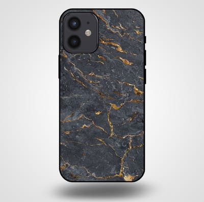 Smartphonica Telefoonhoesje voor iPhone 12 Mini met marmer opdruk - TPU backcover case marble design - Goud Grijs geschikt voor iPhone 12 Mini