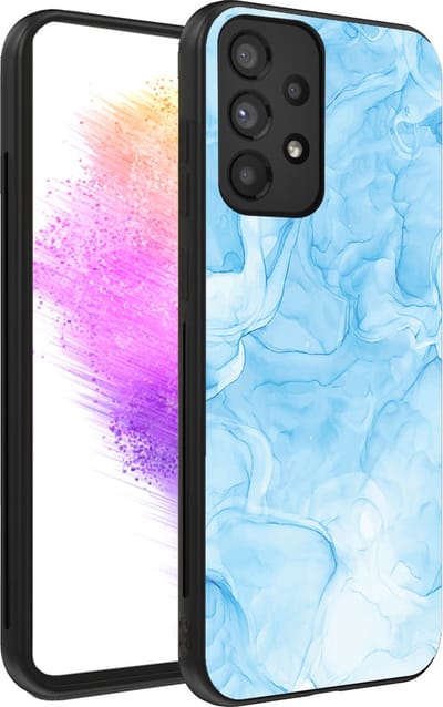 Smartphonica Telefoonhoesje voor Samsung Galaxy A73 5G met marmer opdruk - TPU backcover case marble design - Lichtblauw geschikt voor Samsung Galaxy A73 5G