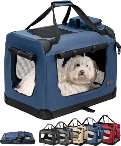 lionto transportbox, opvouwbaar, stevig & met kussen, 60x42x44 cm donkerblauw