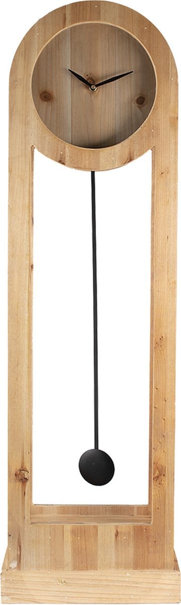 Clayre & Eef Staande Klok 28x100 cm Bruin Zwart Hout