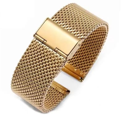 Actie4you® - Mesh - Fijn Geweven Horlogebandje – Horlogeband - Roestvrij Staal – Quick Release Bandpennen - Makkelijk Zelf Te Bevestigen – 18MM – Goud