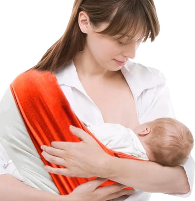 Babydraagdoek voor pasgeborenen, babydraagdoek voor pasgeborenen, pasgeborenen, zachte draagdoek, elastische babydrager voor pasgeborenen en peuters tot 16 kg (oranje + beige)