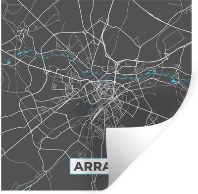 Muurstickers - Sticker Folie - Arras - Frankrijk - Plattegrond - Stadskaart - Kaart - 100x100 cm - Plakfolie - Muurstickers Kinderkamer - Zelfklevend Behang XXL - Zelfklevend behangpapier - Stickerfolie