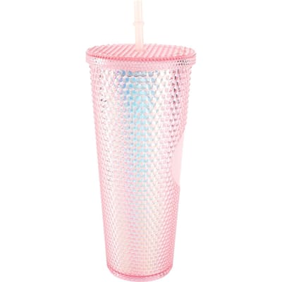710ML 24OZ Grote Capaciteit Waterbeker Volledig Bezette Matte Tumbler Herbruikbare Plastic Beker met Brede Opening Lekvrij Deksel Transparent pink