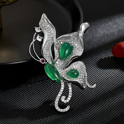 Dames Licht Luxe Design Elegante Ingezette Zirkoon Vlinder Broche Modieuze En Veelzijdige Niche Design Gevoel Broche gray