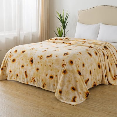 Famanu - Burritos Tortilla Deken Reisgrootte voor het hele seizoen Premium Lichtgewicht Anti-statische Super Zachte Gezellige Pluche Tortilla Gooi, Lichtgewicht Microfiber Winter Warme Taco Deken 230x270 cm