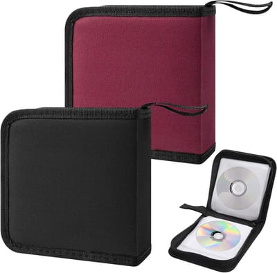 Set van 2 CD-houders, Opbergdozen voor 40 CD's en DVD's, Ruimtebesparende Organizer voor Auto en Thuis, Ideaal voor Kantoor en Woonkamer