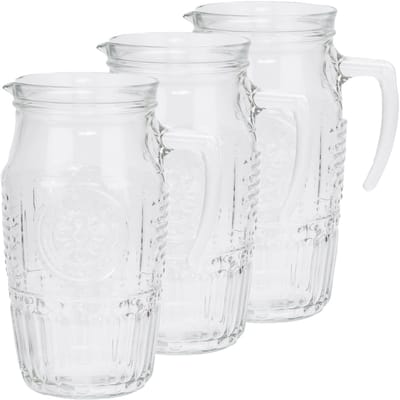 Bormioli Rocco schenkkan/waterkan - 3x stuks - Glas - zonder deksel - 1,8 liter - Sapkannen - waterkannen - schenkkannen