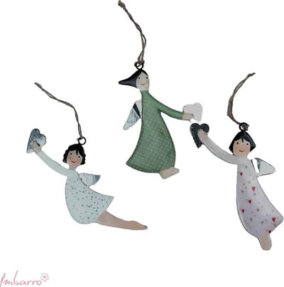 Imbarro - Hangers - Decoratieve Hangers - Engelen - Paola - Set van 3 - Metaal