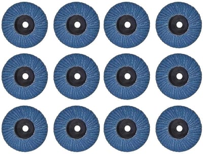 Lamellenschijven voor slijpen metaal, hout en staal - 12 stuks - 75 mm - 120 korrel - blauw