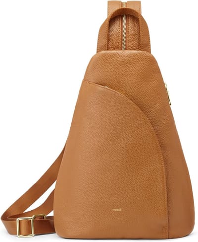 Dames Schoudertas en Heuptas van Top Grain Leer met RFID Bescherming voor Reizen, Bruin, 8.6 x 4.7 x 13.4 inch, Lichtgewicht en Duurzaam