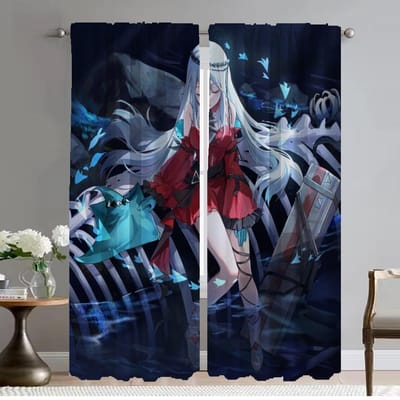 Moderne Woonkamer Gordijnen 2 Stuks Arknights Verduisteringsgordijnen voor Slaapkamer Afscheiding Raamgordijn Halloween Decoratie Keuken W50xH70cmx2pcs-CL gray