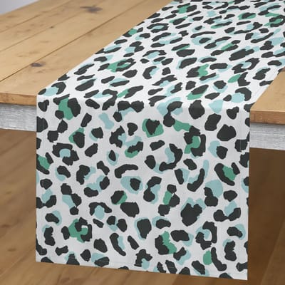 ABAKUHAUS Luipaard-tafelloper – 40×300 cm, zeegroen/antraciet