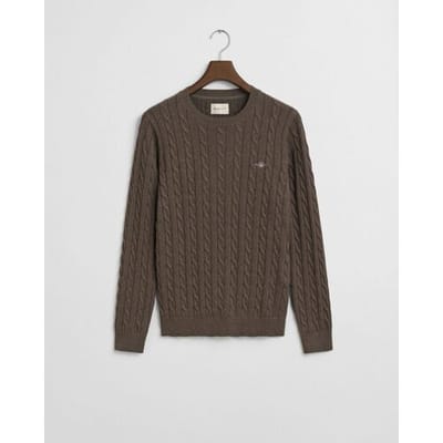 Gant Trui Cotton Cable Ronde Hals Seawood Melange / male