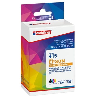 Edding Inktcartridge vervangt Epson T1295, T1291, T1292, T1293, T1294 Compatibel Combipack Zwart, Cyaan, Magenta, Geel