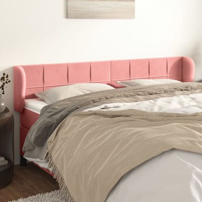 vidaXL - Hoofdbord - met - randen - 163x23x78/88 - cm - fluweel - roze