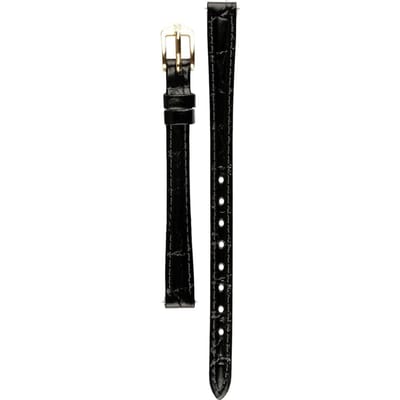 Hirsh Horlogeband Crocograin Zwart - Leer - 8mm