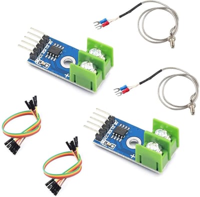 2 stuks K-Type Temperatuursensor met MAX6675 Module voor Arduino en Raspberry Pi, Nauwkeurige Temperatuurmeting en Eenvoudige Integratie