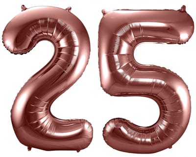 Folat Verjaardag Leeftijd folieballon - 25 jaar - rosé goud - 86 cm - cijferballon groot