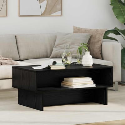 vidaXL - Salontafel - Zwart - Eiken - 80 - x - 46 - x - 35 - cm - Bewerkt - hout
