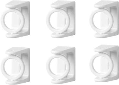 6 Stuks - Gordijnroedehaken - Gordijnroedehouder - gordijnroede houders - Gordijnstangbeugels - decoratieve staaf haken - bevestigingen voor gordijnroedes - raambeslag - ABS - wit - 3*5*4 cm - voor 25 mm stang - voor gordijnroede ophangen