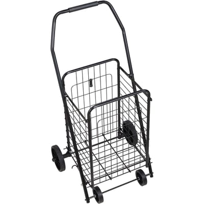 Chariot de Courses, Chariot utilitaire pliant pour courses avec roues pivotantes, Grande capacité de charge de 40,8 kg, Panier à linge roulant robuste, Butler pour la lessive,