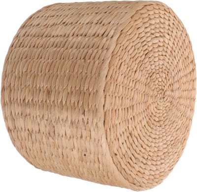 Geweven Kinderkrukje - Voetenbankje Riet - Zitje in Tuin - Handgeweven Uniek - 29.5 x 29.5 x 19.5 cm - Natuurlijk
