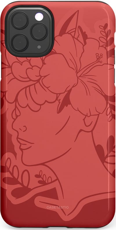 Casetastic hoesje geschikt voor Apple iPhone 11 Pro Max - Dubbellaagse bescherming - Bloemenfluistering - Fashion Case - Koraal Terracotta