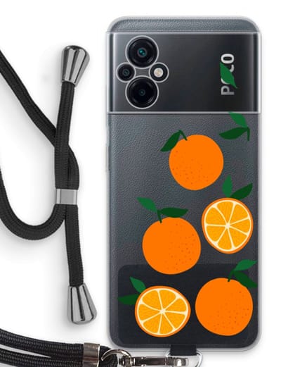 Case Company® - Hoesje met koord geschikt voor Xiaomi Poco M5 hoesje met Koord - Will you be my clementine - Telefoonhoesje met Zwart Koord - Bescherming aan alle Kanten en Over de Schermrand