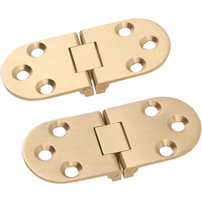 2 Jeux Charnière Pliante à Rabat Dessus Charnière à Rabat en Laiton Inoxydable à Bord Rond 180 Degrés avec Vis pour Table Pliante Couture 2.5mm/0.10in