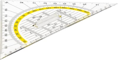 Geodriehoek groot - Tekendriehoek Meetinstrument - Tekenen en Meten - Stevige grip - 25 cm - Transparant