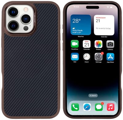 Rixus Mag Carbon With MagSafe For Apple iPhone 16 Pro Brown